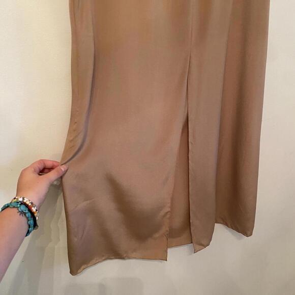 JOHANNA ORTIZ beige champagne satin maxi slip skirt sz L - Picture 3 of 7